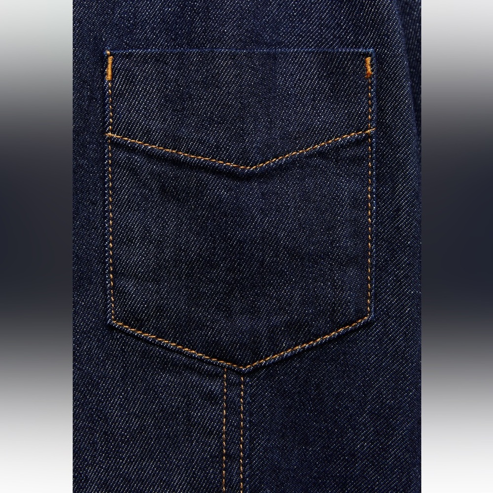 Zara FITTED DENIM SHIRT. Blue. Size S. New with Tags. - Picture 7 of 7